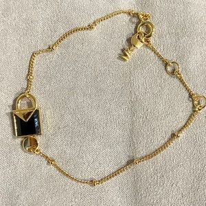 NWOT MK 14k Gold Black Onyx Lock Bracelet